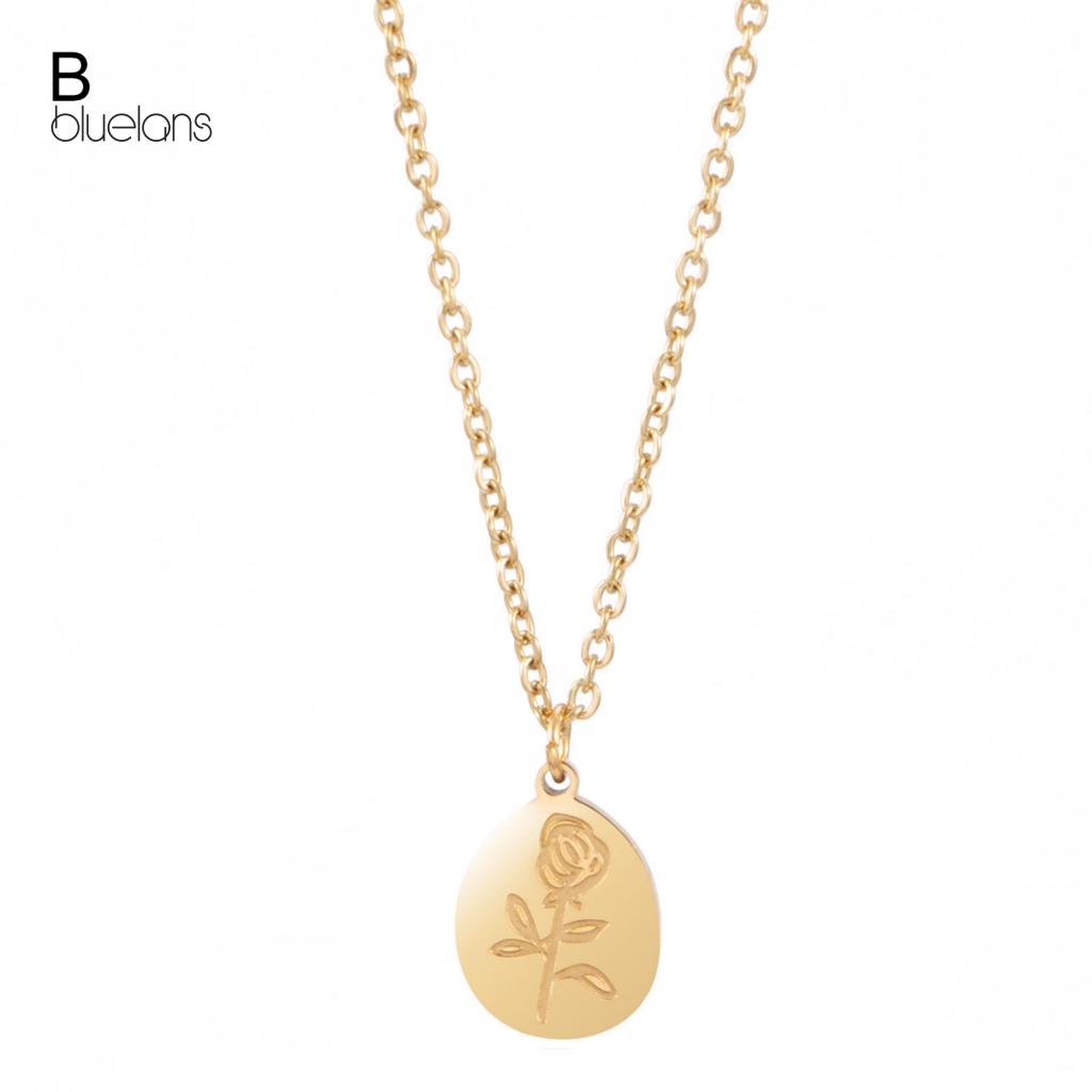 Vòng cổ Mạ Điện Mặt Tròn Khắc Họa Tiết Hoa Hồng Thời Trang Cho Nữ