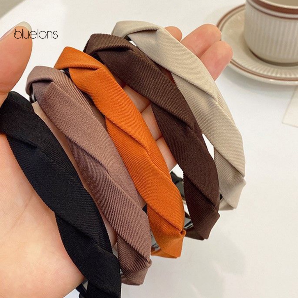 Băng Đô Bện Rộng Màu Trơn Không Có Cánh Trang Trí Thanh Lịch Dễ Phối Đồ Cho Nữ