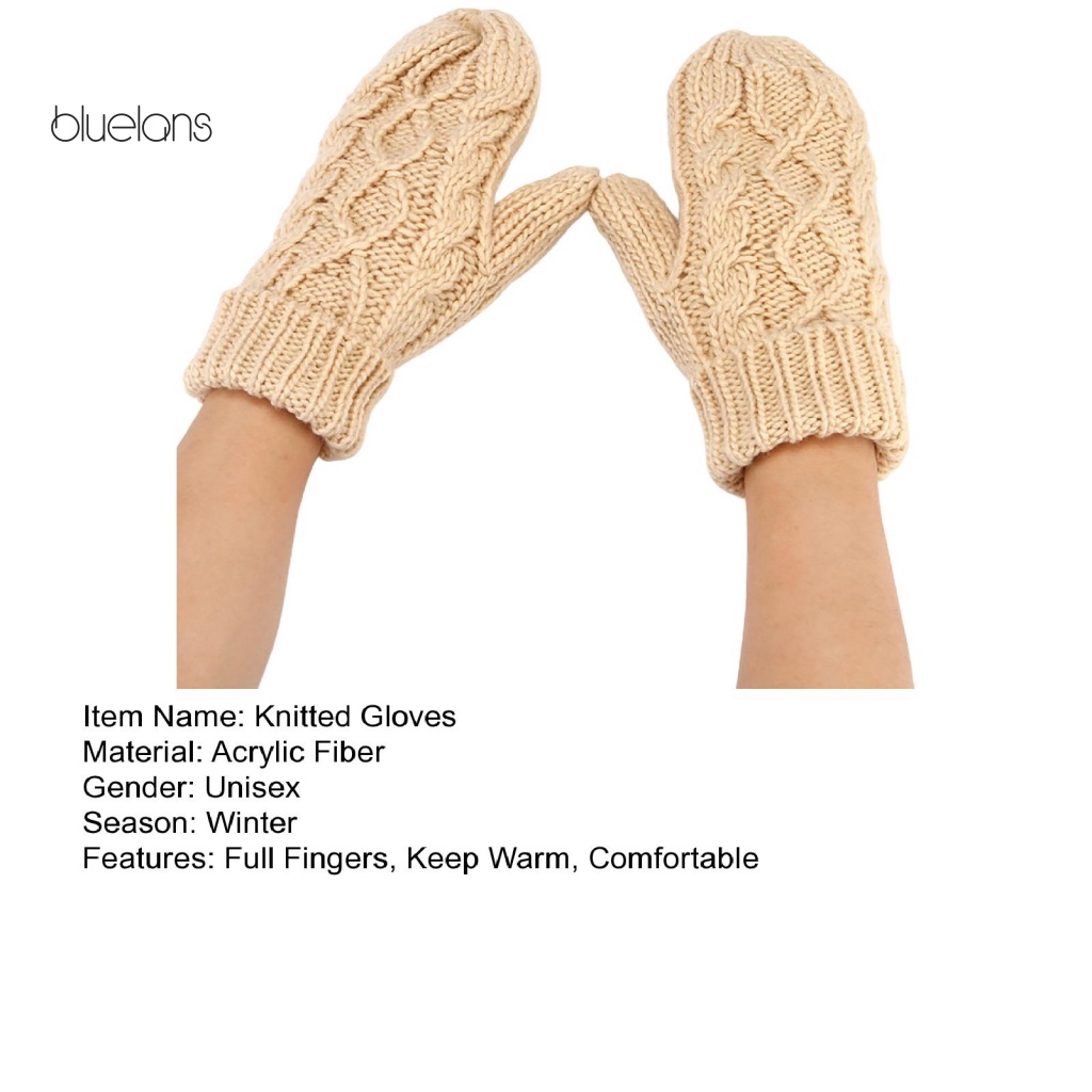 1 Đôi Găng Tay Dệt Kim Dày Dặn Chống Gió Co Giãn Tốt Màu Trơn Giữ Ấm Mùa Đông Cho Nam Nữ