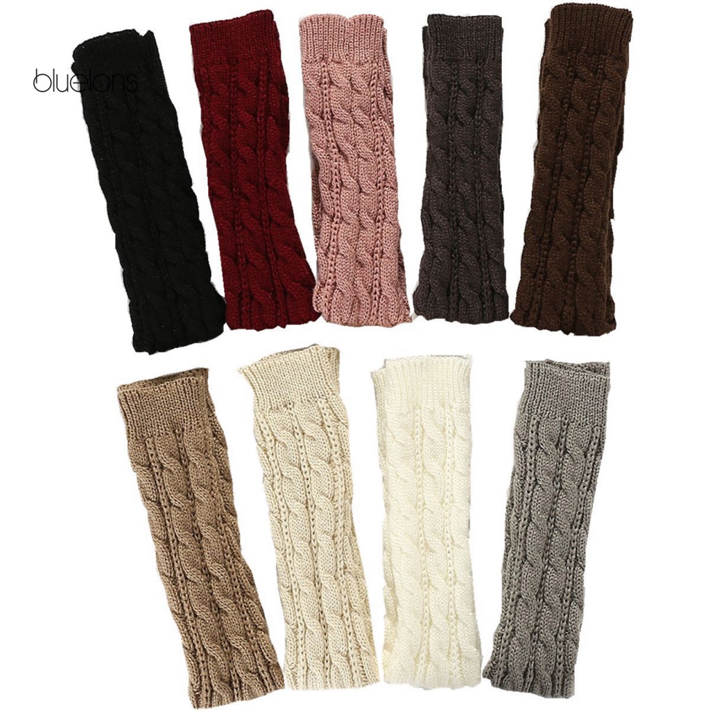 1 Cặp Găng Tay Len Hở Ngón Giữ Ấm Màu Trơn Cho Nữ