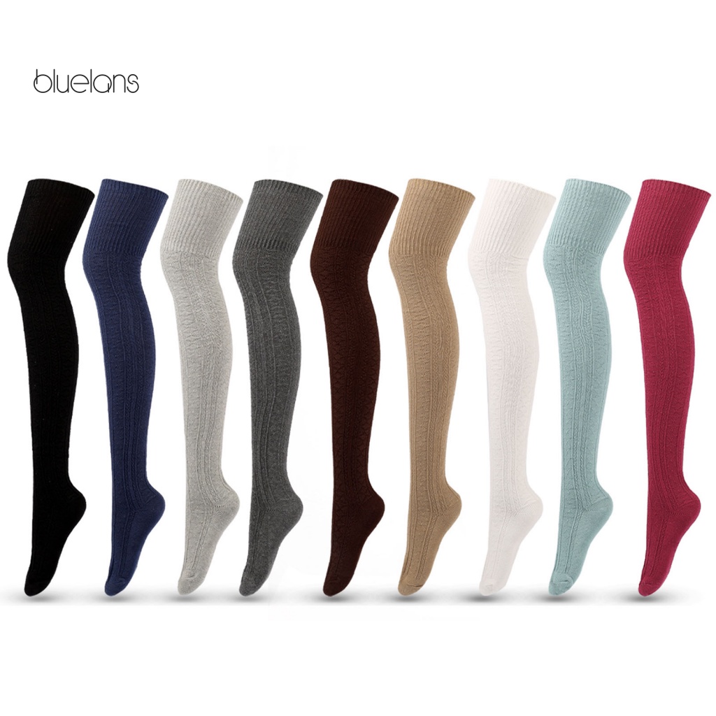 1 Đôi Tất Cotton Dài Qua Gối Thoáng Khí Cho Nữ