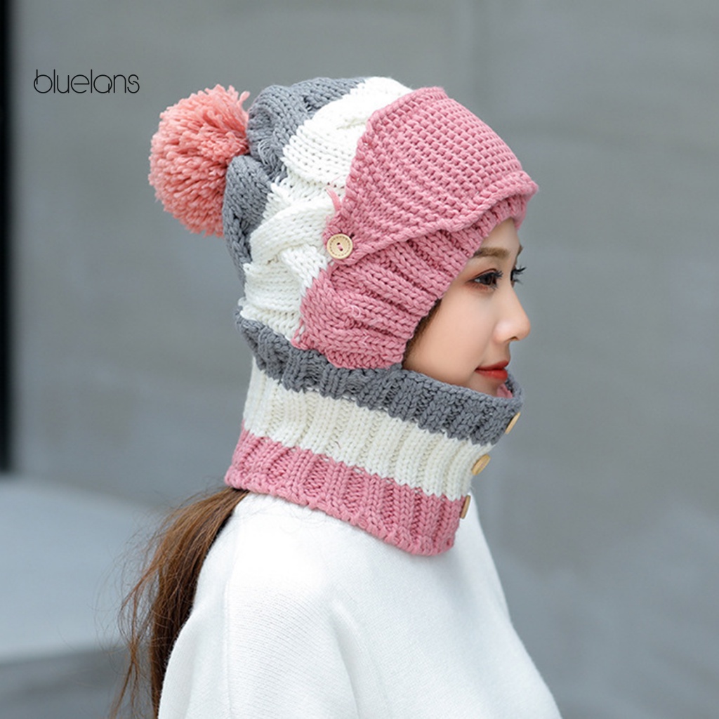 Mũ beanie Kèm Khăn Choàng Cổ Dày Dặn Giữ Ấm Mùa Đông Cho Nữ