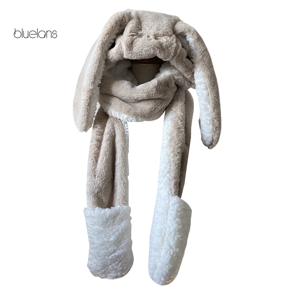 Mũ Trùm Đầu Kiêm Khăn Choàng Cổ Bằng Vải Bông Dày Dặn Giữ Ấm Chống Gió Họa Tiết Hoạt Hình Màu Sắc Tương Phản Bảo