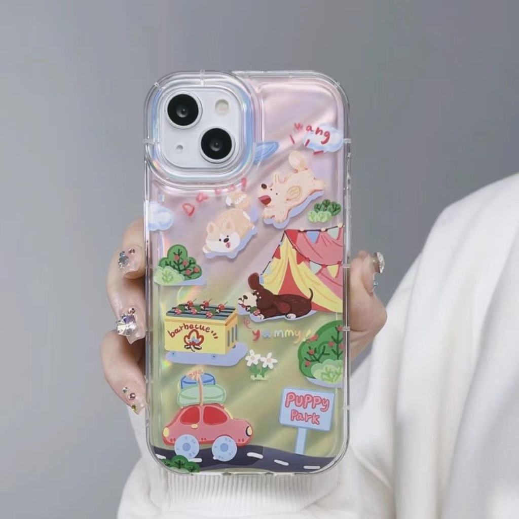 Ốp Điện Thoại Dẻo Họa Tiết Cô Gái / Chú Chó Dễ Thương Chống Sốc Cho iPhone14pro11xr 678 13xs 12