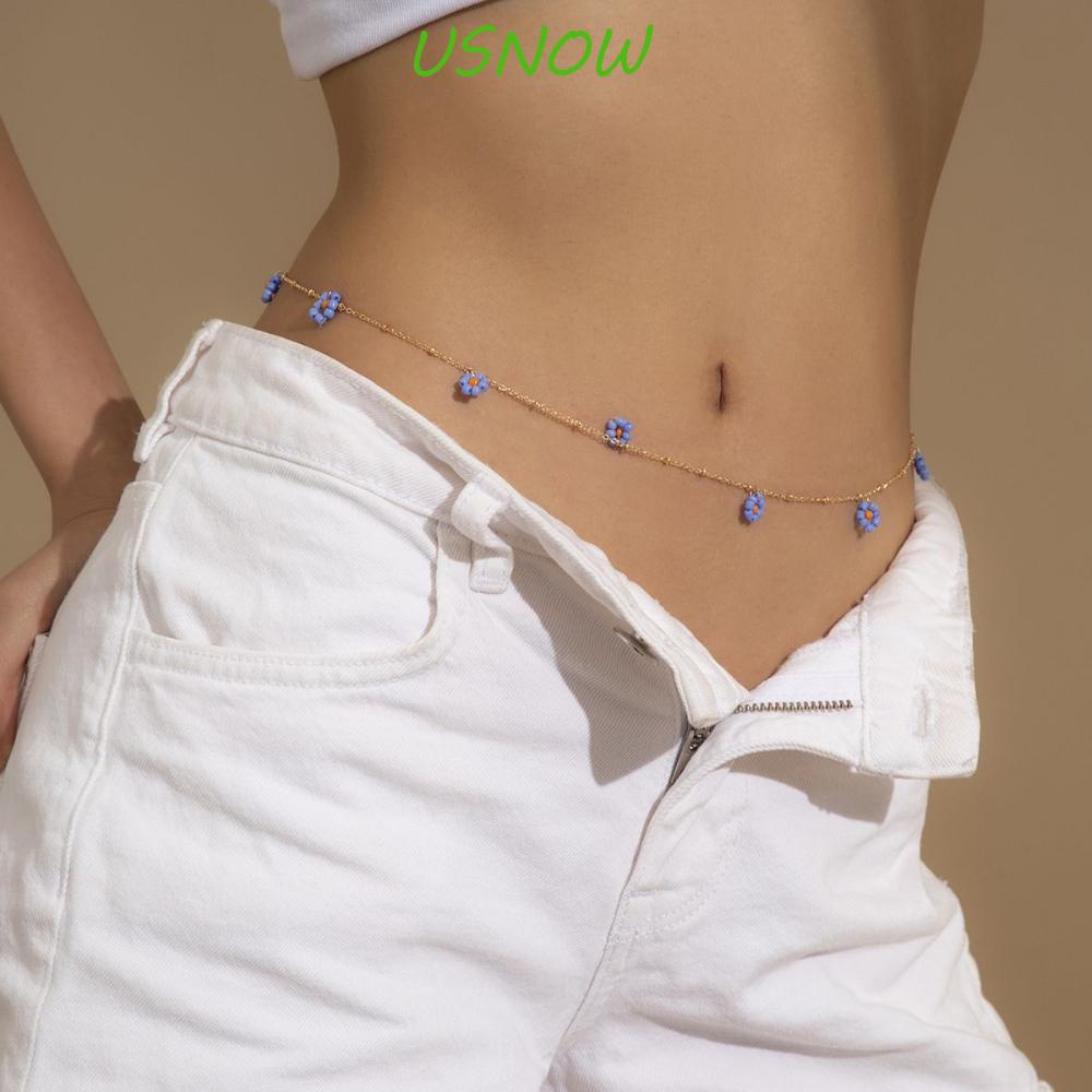 USNOW Dây Xích Đeo Hông Đính Hạt Phong Cách Boho Đơn Giản Thời Trang Cho Nữ