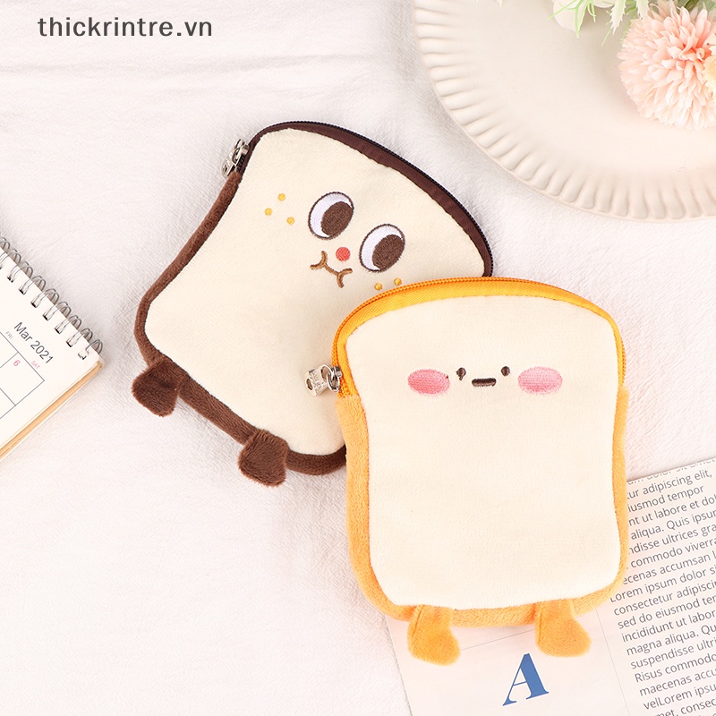 Ví Đựng Tiền Xu Hình Bánh Mì Nhồi Bông Khóa Kéo Đáng Yêu Dành Cho Nữ