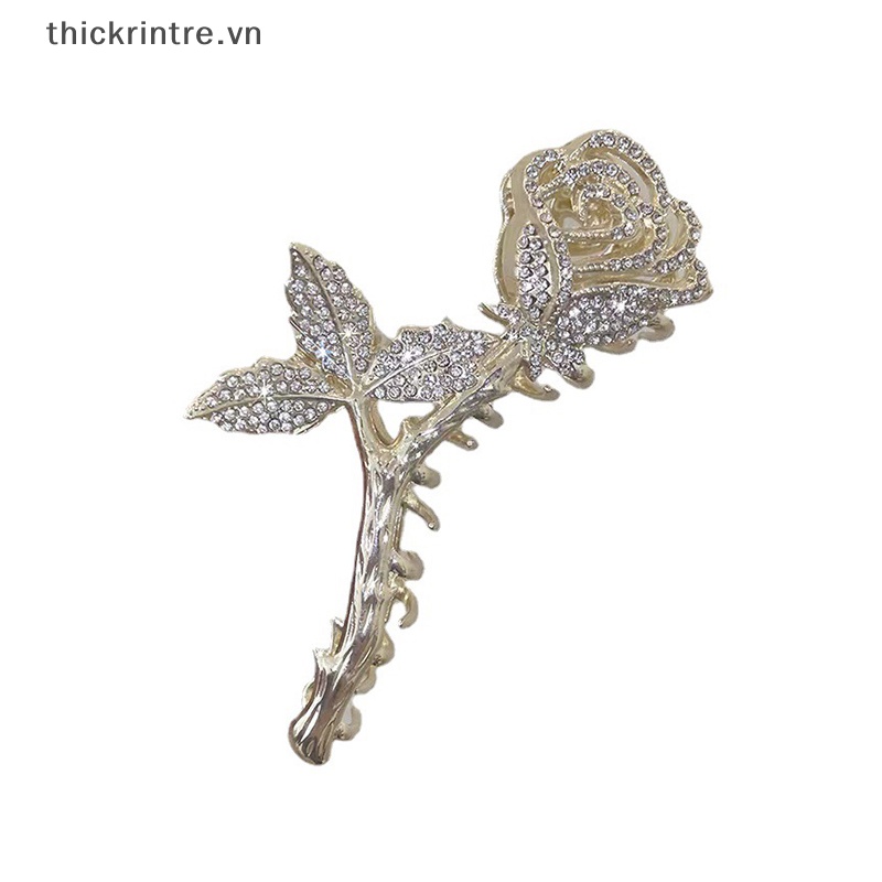 Kẹp Tóc Càng Cua Đính Hoa Hồng Thanh Lịch Thời Trang Cho Nữ