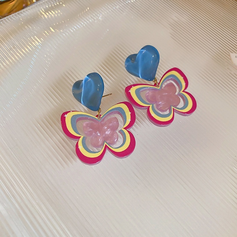 Bông Tai Hình Bướm Bằng Acrylic Nhiều Màu Sắc Phong Cách Âu Mỹ