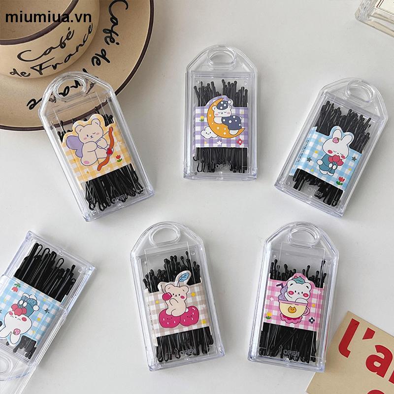 miumiuaHộp 30 Kẹp Tóc Kim Loại Màu Đen Phong Cách Hàn Quốc Cho Bé