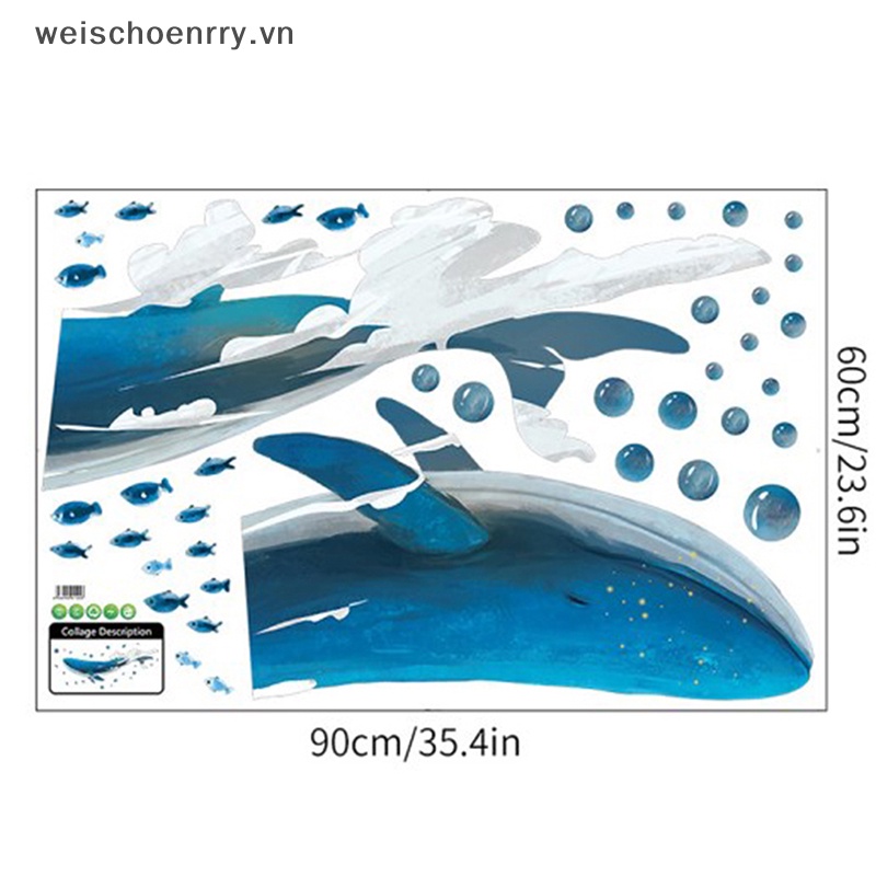 Giấy Dán Tường Hình Cá Voi Sáng Tạo Trang Trí Nội Thất