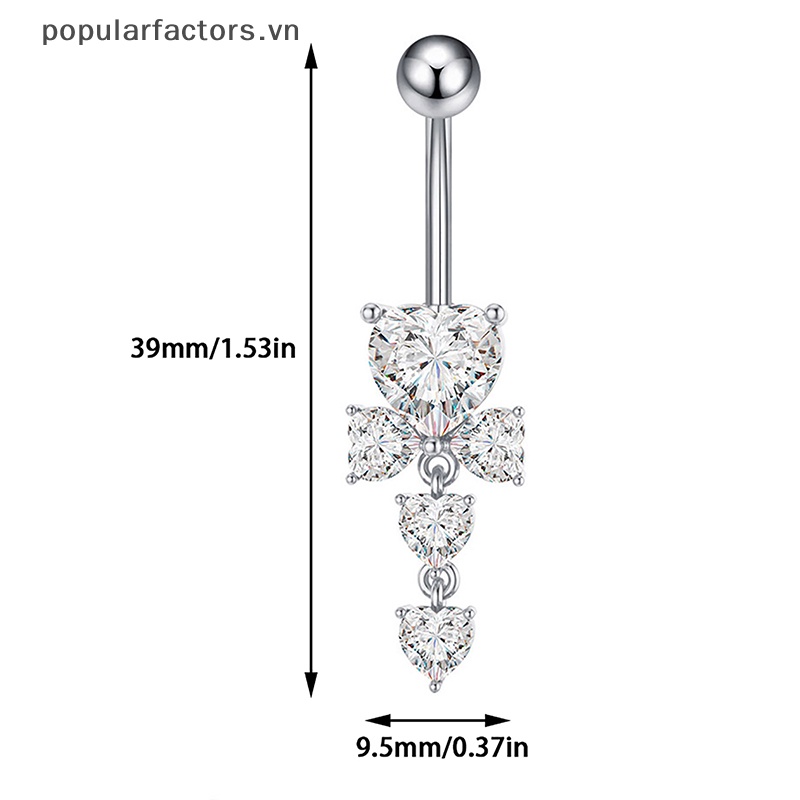 Khuyên Rốn Đính Đá Zircon Hình Trái Tim Thời Trang Cho Nữ
