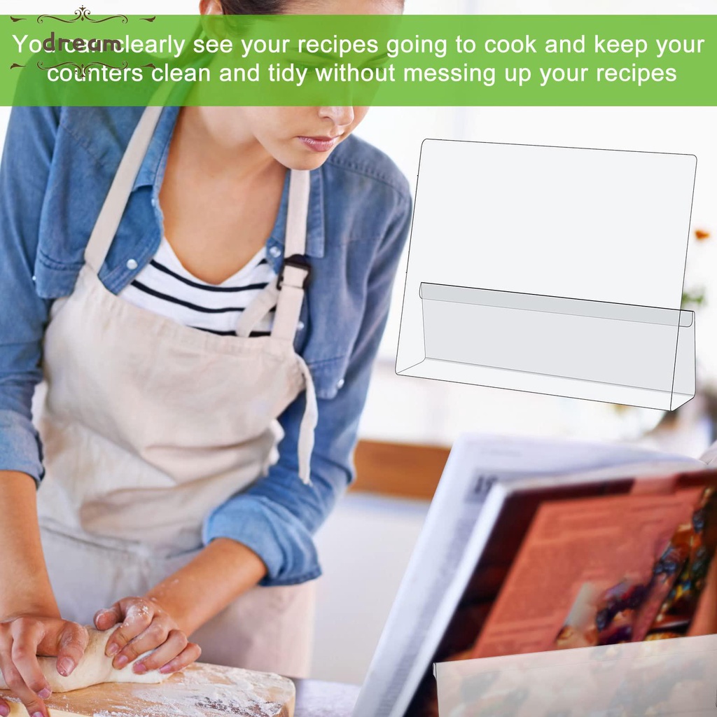 【DREAMLIFE】Recipe Display Stand Transparent 23 X 32 X 8 Cm Acrylic For Cookbooks Tablets