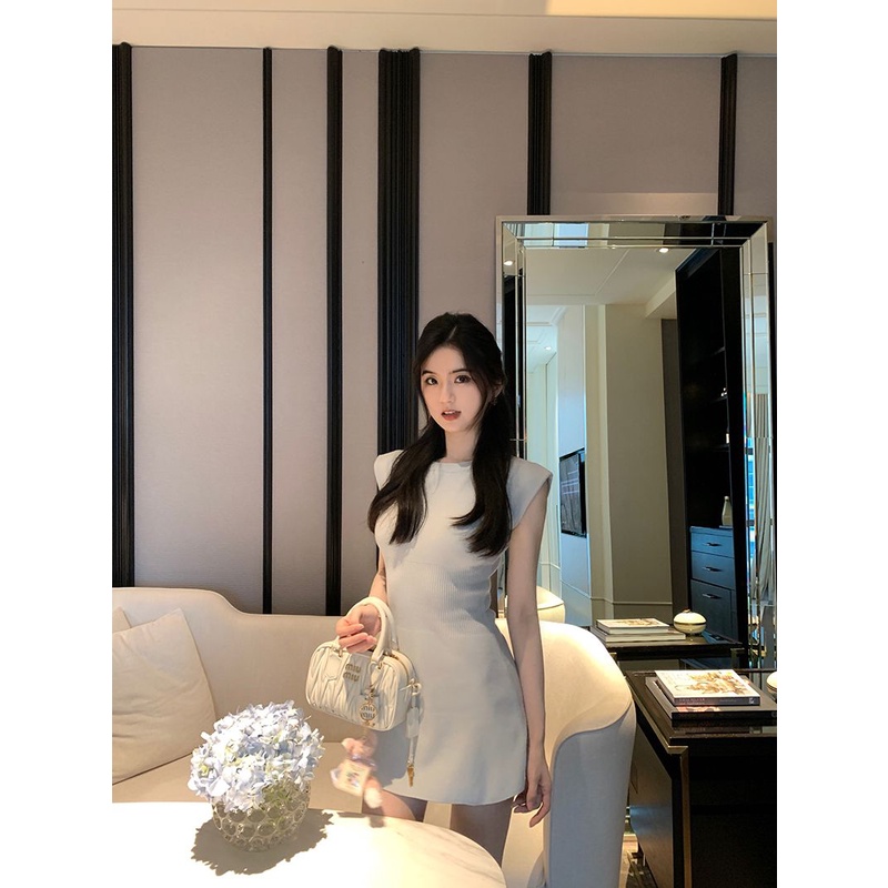 Đầm Dệt Kim Tay Cánh Tiên Màu Xám Phong Cách Hàn Quốc Thời Trang Mùa Hè Hàng Mới Dành Cho Bạn Nữ