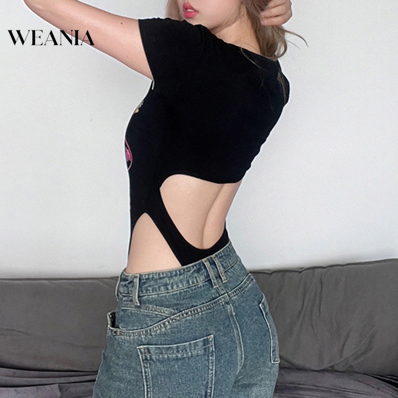 Bộ Áo Liền Quần Cổ Chữ U In Họa Tiết Hoạt Hình Dễ Thương Cho Bạn Gái