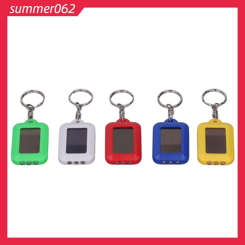 Summer062 Bộ 5 Năng Lượng Mặt Trời Móc Khóa Ánh Sáng Xanh Lá Dương Trắng Đỏ Vàng Năm Màu Di Động Đèn LED Pin Mini