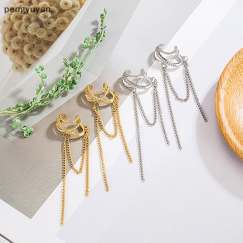 [pengyuyan] Khuyên Tai Dạng Kẹp Nhiều Lớp Đính Đá Zircon Đơn Giản Sáng Bóng Dành Cho Nữ [Mới]
