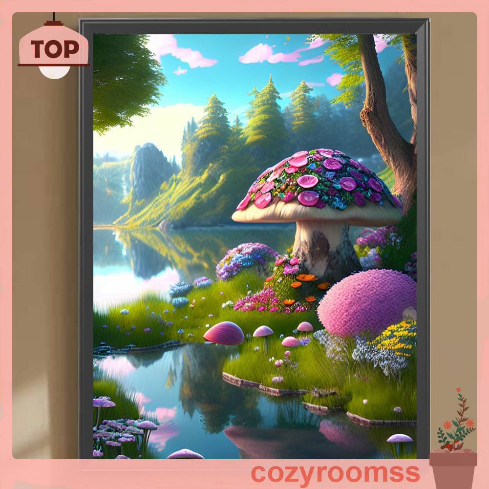 Tranh Đính Đá Kim Cương Toàn Bộ 5D DIY Hình Vẽ Cây Nấm