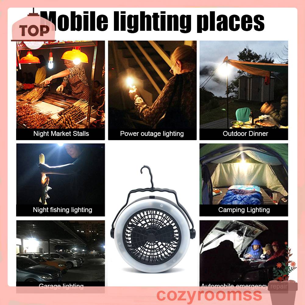 Quạt Treo Tích Hợp Đèn LED 3 Trong 1 Tiện Dụng Khi Đi Cắm Trại