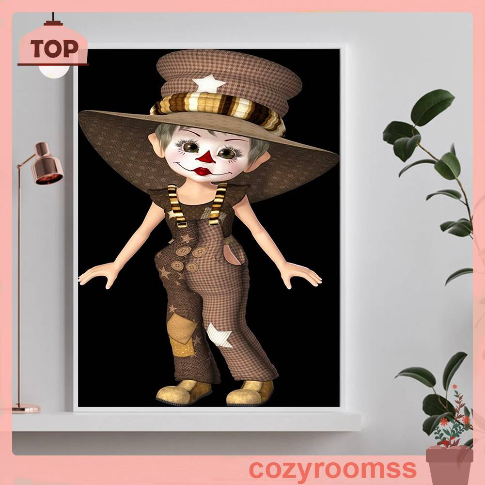 Tranh Đính Đá Kim Cương Toàn Bộ 5D DIY Hình Vẽ Cô Gái Hề