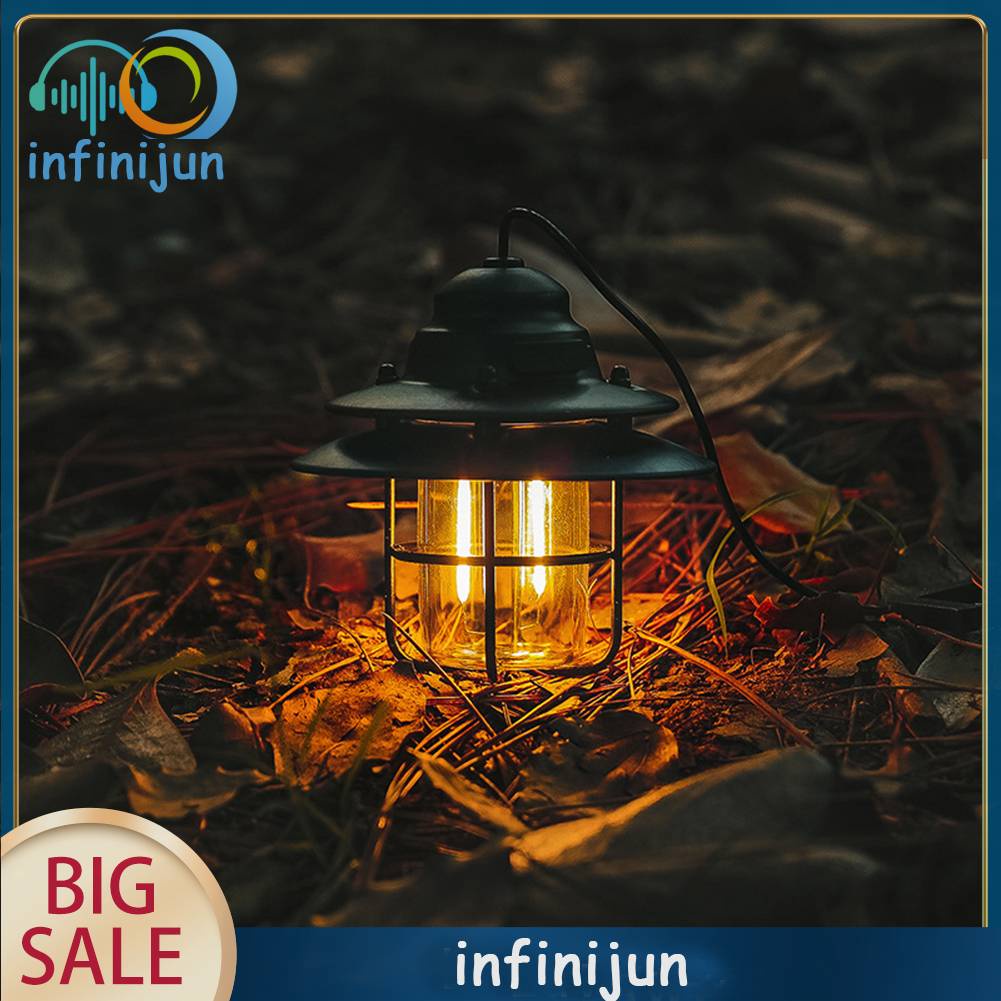 Đèn LED Treo Ngoài Trời Bằng Sắt Phong Cách Retro Sạc USB Tiện Dụng