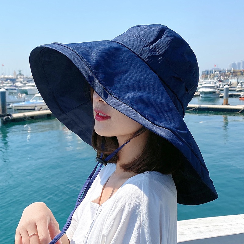 LINJW Nón Rộng Vành Che Nắng Bằng Cotton Mềm Màu Trơn Thời Trang Mùa Hè Cho Nữ