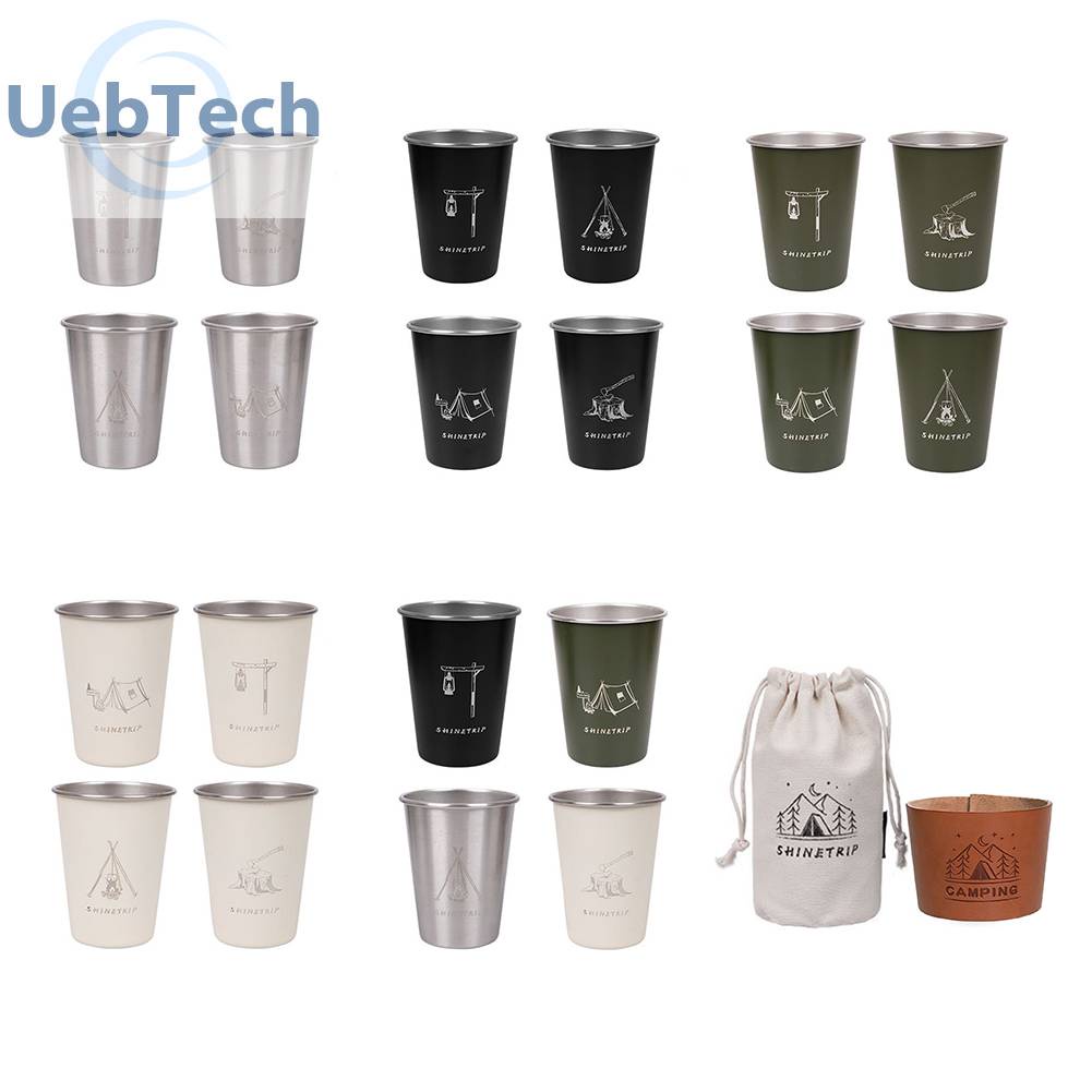 Set 4 Cốc Uống Rượu / Bia / Cà Phê Bằng Thép Không Gỉ Shinetrip Dùng Khi Đi Cắm Trại Ngoài Trời
