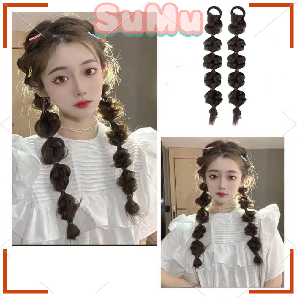 SUMU Băng Đô Tóc Giả Thắt Bím Bằng Cao Su Cho Nữ