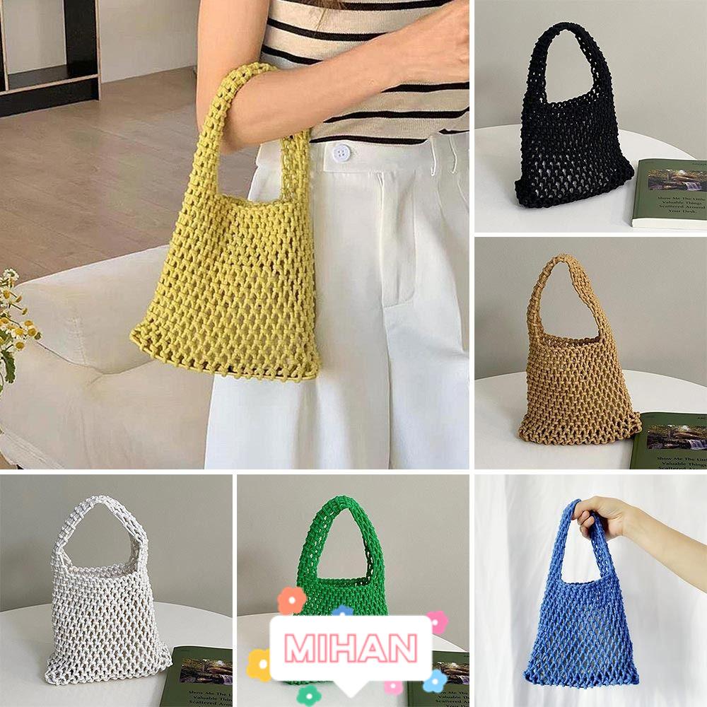 MIHAN1 Túi Xách Cotton Lanh Dệt Thời Trang Đi Biển Dành Cho Nữ