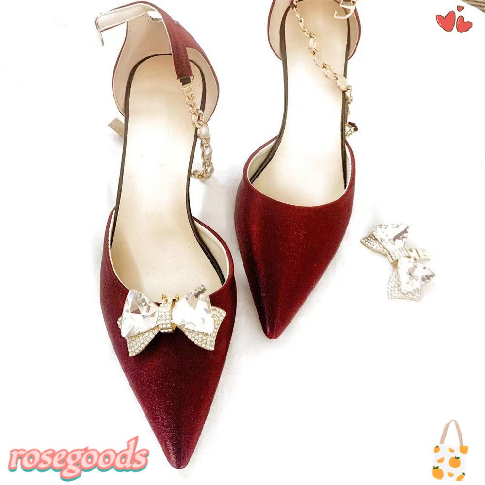 1 Khóa Kẹp Hình Hoa Hồng Đính Đá Pha Lê Trang Trí Giày Cao Gót