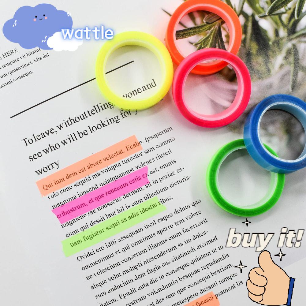 Bộ 5 Cuộn 5 Cuộn Nhãn Dán Màu Dạ Quang Trong Suốt Dùng Đọc Sách Tiện Dụng