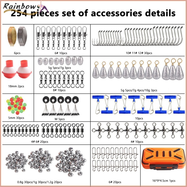 Hộp 254 Phụ Kiện Câu Cá Chống Thấm Nước Tiện Dụng