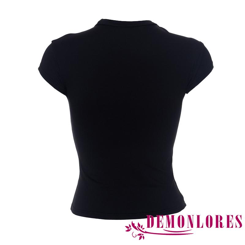 Áo Thun Lửng Ngắn Tay In Chữ Phong Cách Trẻ Trung Dành Cho Nữ