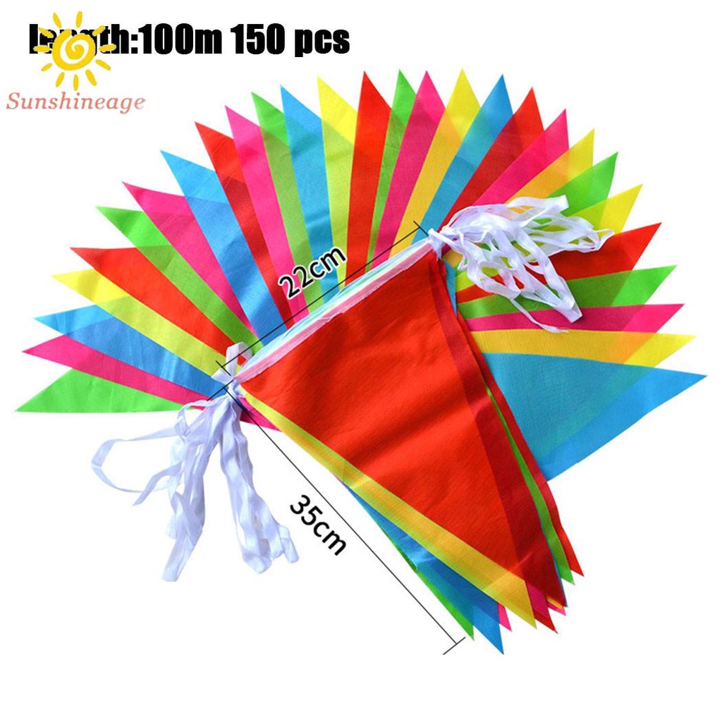 100m / 150 Lá Cờ Tam Giác Nhiều Màu Trang Trí Lễ Hội