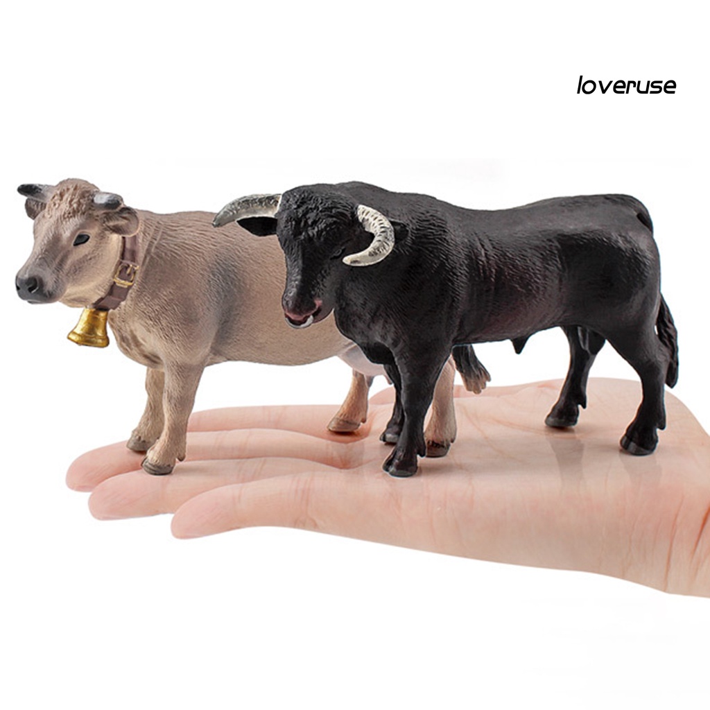 Loveruse Mô Hình Bò Sữa Mini Kết Cấu Chi Tiết Cao Màu Đen Bulls North African Bulls Swiss Brown Musk Oxen Đồ Chơi Cho Trẻ Em