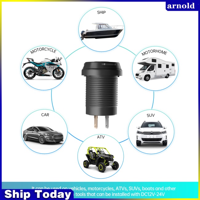 Thiết Bị Sạc Điện Thoại Hai Cổng Usb 12-24v Có Lò Xo Cho Xe Hơi Xe Máy