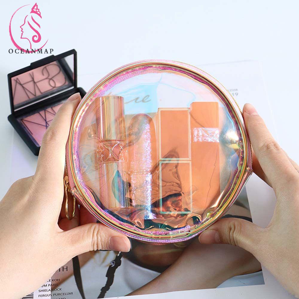 OCEANMAP Túi Đựng Mỹ Phẩm Hình Tròn / Vuông Cỡ Lớn Bằng PVC Tiện Dụng Mang Đi Du Lịch