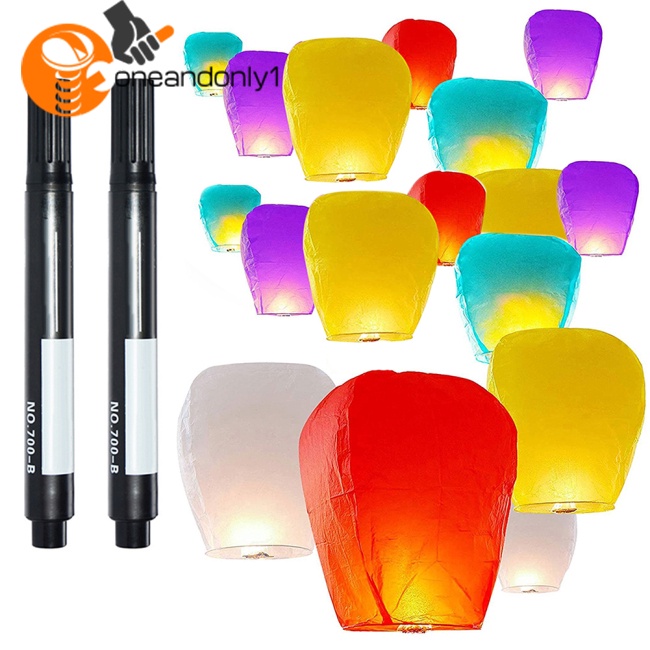 Set 20 Lồng Đèn Giấy Kèm 2 Bút Đánh Dấu Nhiều Màu Sắc Dùng Trang Trí Tiệc Cưới / Sinh Nhật