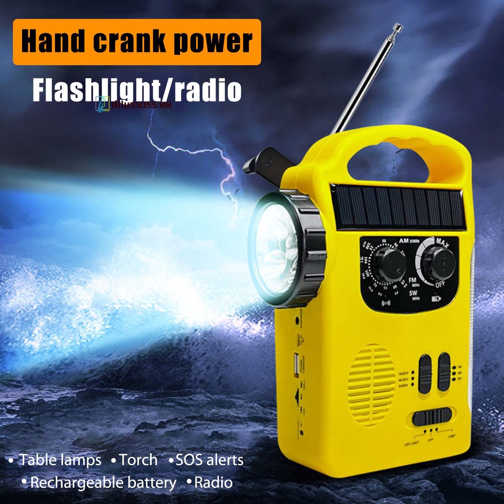 Radio AM / FM Năng Lượng Mặt Trời Đa Chức Năng Báo Động Thời Tiết
