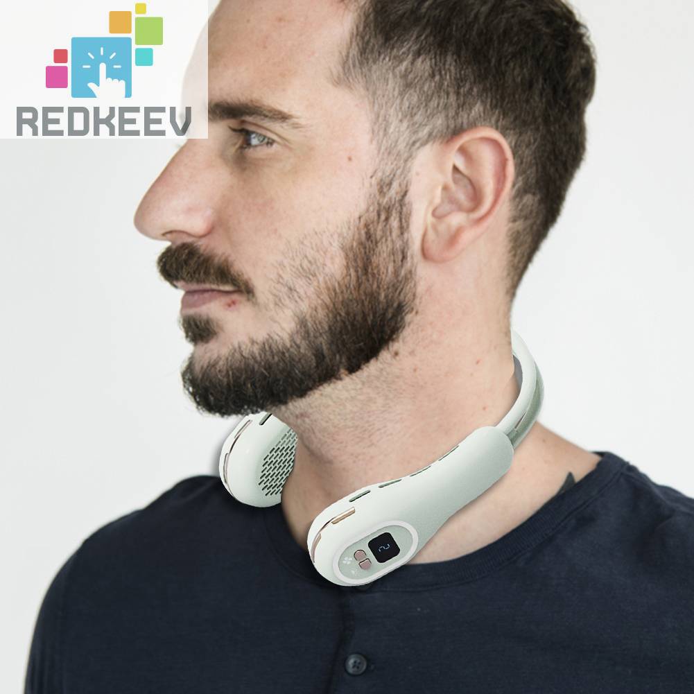 Quạt Điện Làm Mát Mùa Hè Đeo Cổ 3 Tốc Độ Màn Hình Kỹ Thuật Số Không