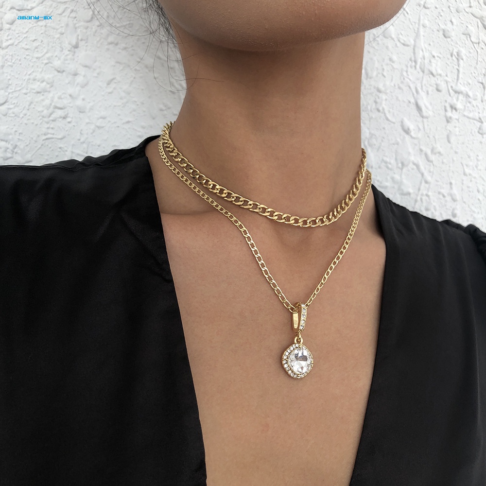 Vòng cổ Hai Lớp Dát Đá Thời Trang