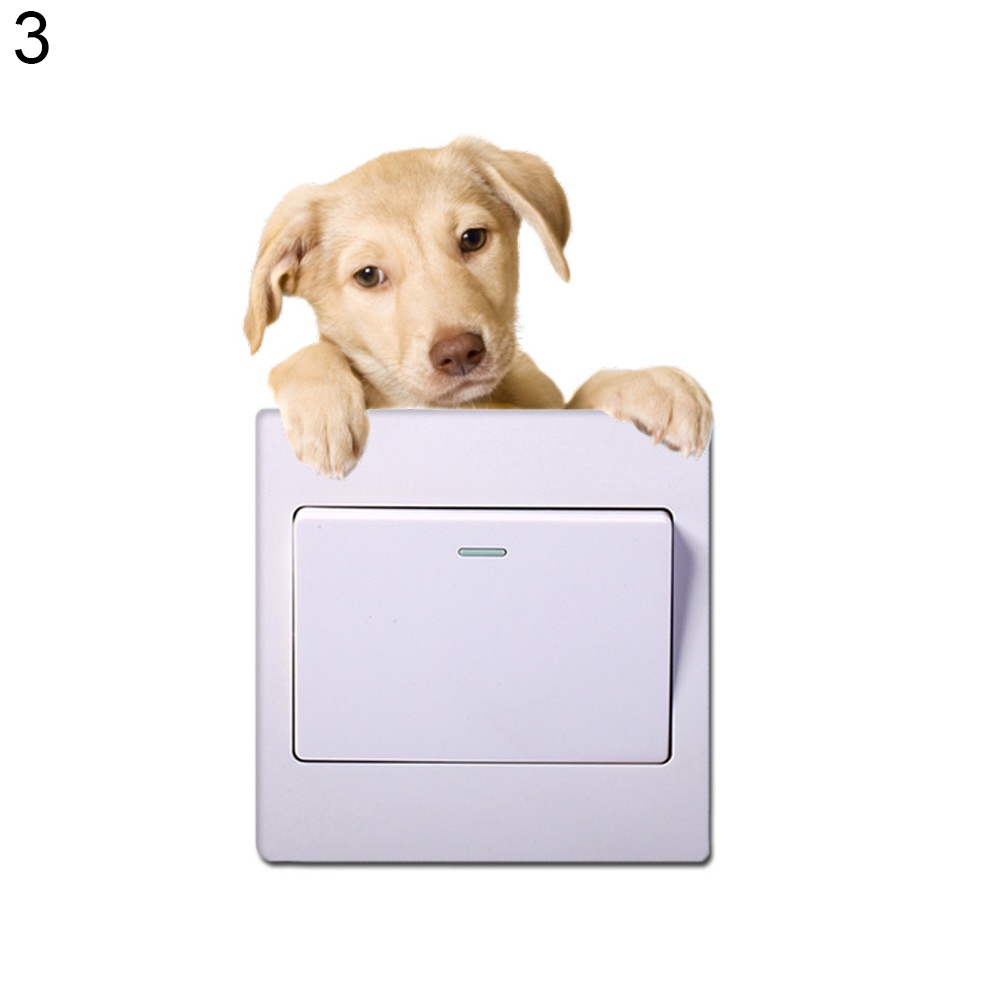 Miếng Dán Trang Trí Công Tắc Hình Chó Mèo Dễ Thương