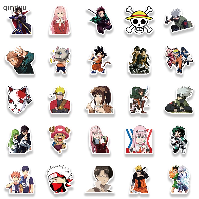 Bộ 50 Miếng Dán Họa Tiết Hoạt Hình Graffiti Trang Trí Laptop Ván Trượt