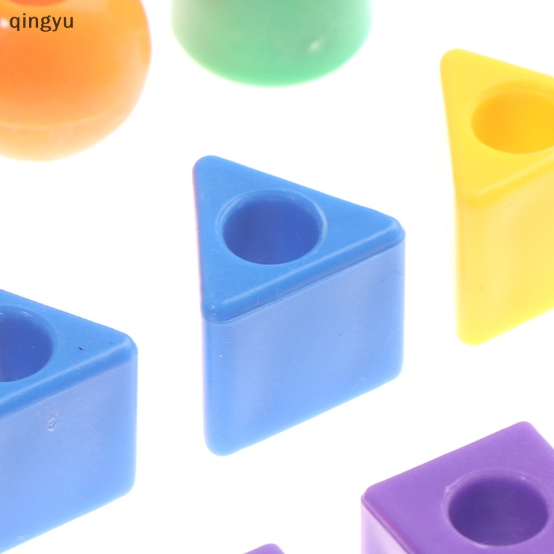 Bộ 50 Hạt Nhựa Hình Học Xỏ Dây Vui Nhộn Cho Bé