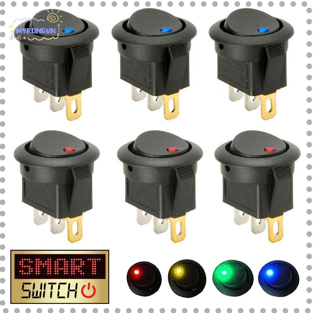 MYRONGVN Bộ 10 Công Tắc Tròn 12V Chống Thấm Nước Cho Xe Hơi / Tàu Thuyền