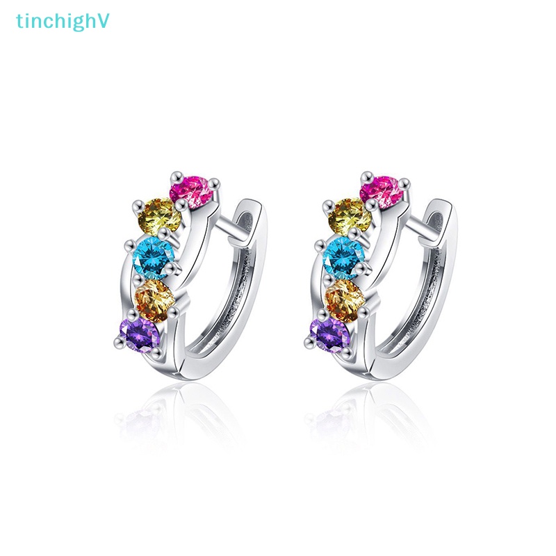 1 Đôi Bông Tai Tròn Đính Đá Nhiều Màu Thời Trang Hàn Quốc Dành Cho Nữ