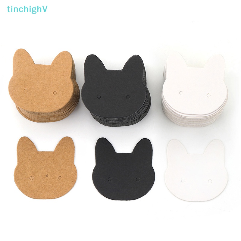 Set 100 Thẻ Giấy Các Tông Hình Mèo Dùng Để Trưng Bày Bông Tai / Vòng cổ DIY