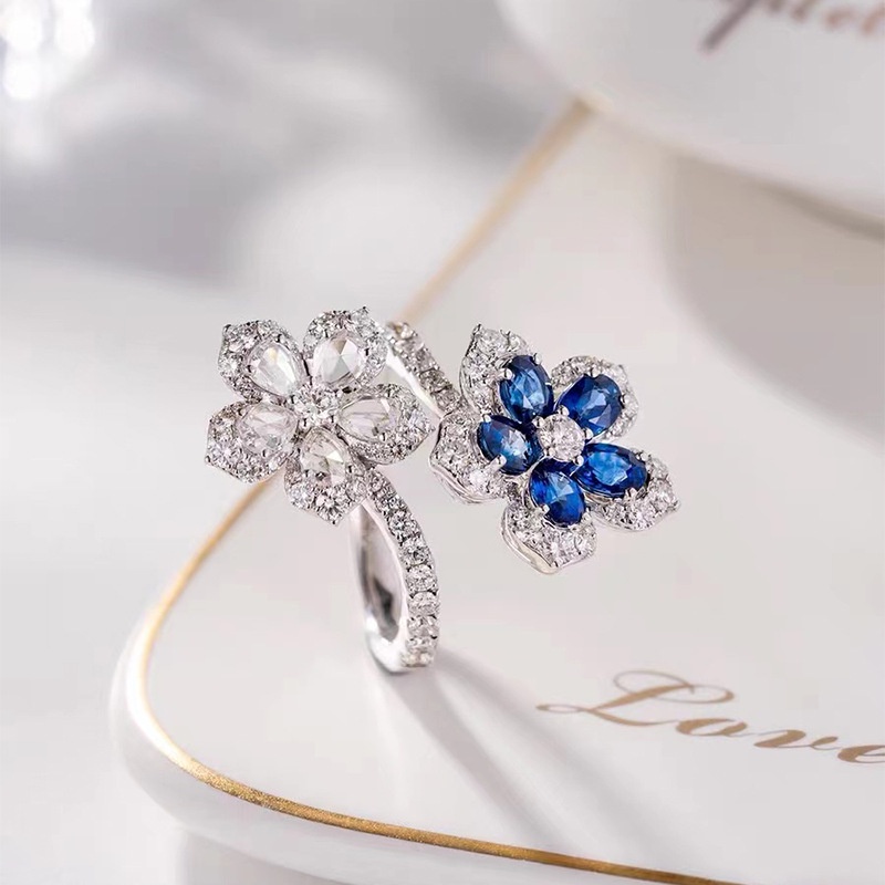♥ Nhẫn Bạc Đính Đá Sapphire Thời Trang Cho Nữ
