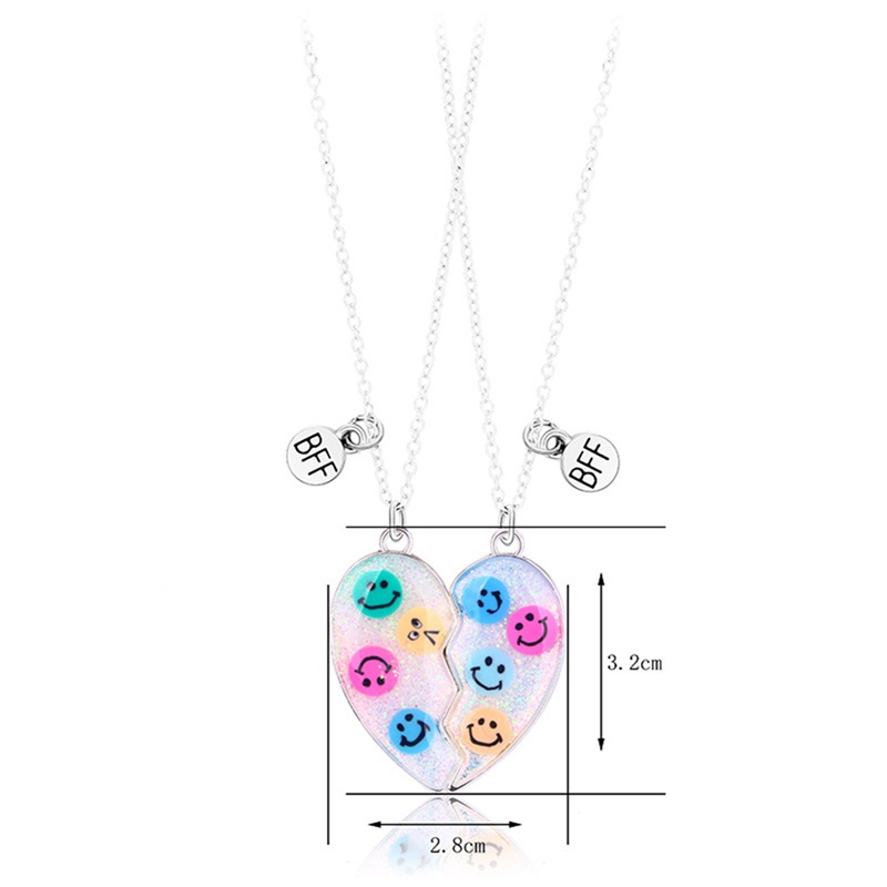 Ygt Set 2 Vòng cổ Tình Bạn Mặt Ghép Hình Trái Tim Nhiều Màu Sắc