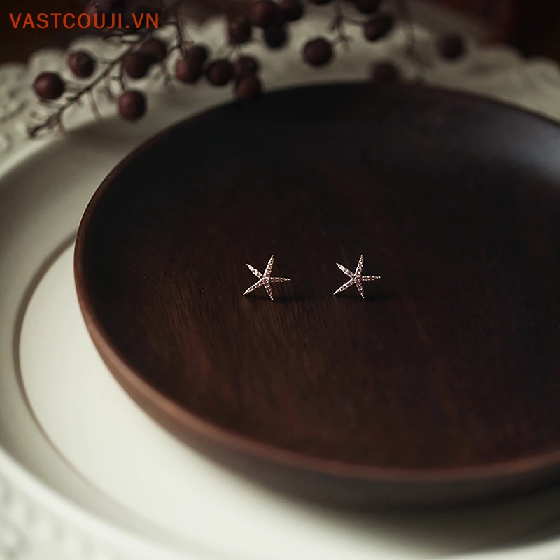 1 Đôi Bông Tai Hình Sao Biển Đính Đá Zircon Phong Cách Hàn Quốc Thời Trang Cho Nữ