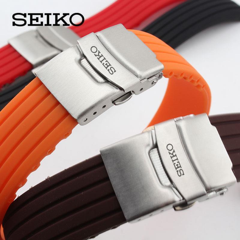 Seiko Thiết Kế Trẻ Trung Hợp Thời Trang Bộ Dây Đeo Đồng Hồ Silicon 20mm 18mm 22mm Chống Thấm Nước Chuyên Dụng